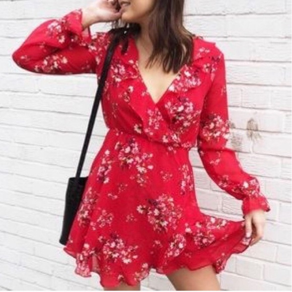 Divided Dresses & Skirts - H&M Divided Floral Wrap Bell Sleeve Mini Dress